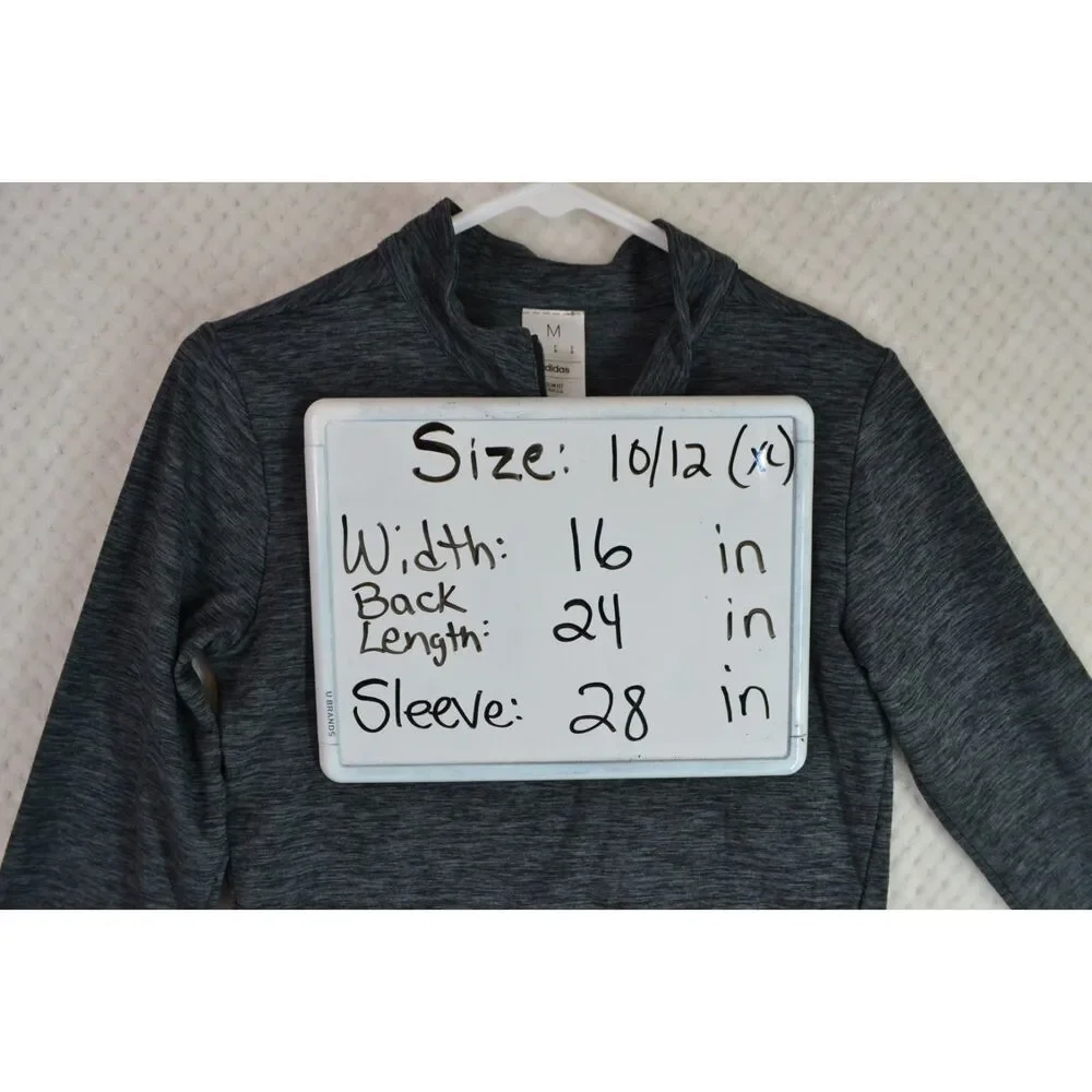 Adidas Boys 10/12 (M) All Sport Gray Heather Quarter Zip Pullover Shirt